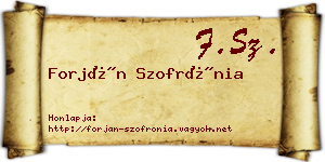 Forján Szofrónia névjegykártya